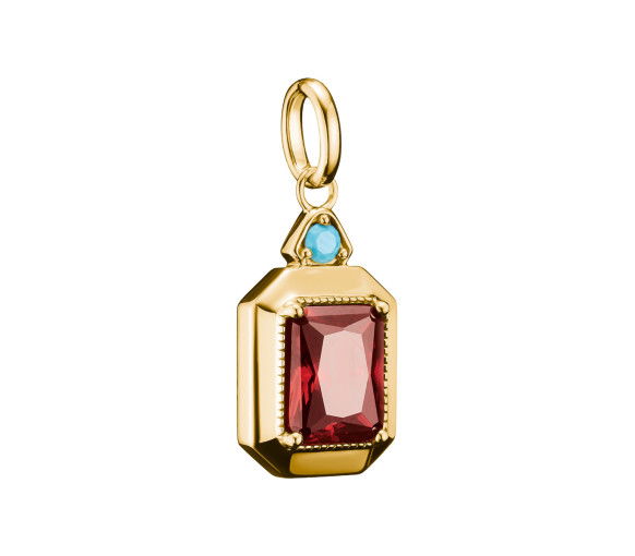 Helen Kirchhofer - Thomas Sabo Anhänger Roter Zirkonia Stein Elyndra Octagon 18k Vergoldung - PE986-971-10