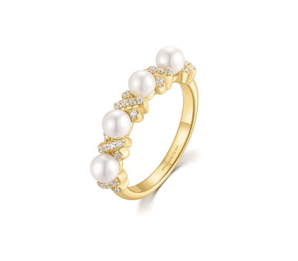 Ania Haie Gold Sparkling Braided Shell Pearl Ring - R069-02G