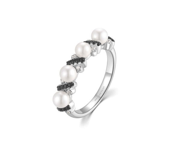 Ania Haie Two Tone Sparkling Braided Shell Pearl Ring - R069-02T