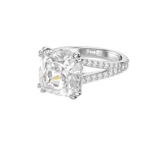 Helen Kirchhofer - Swarovski Anello cocktail Stilla Taglio quadrato Pavé Bianco Placcato rodio