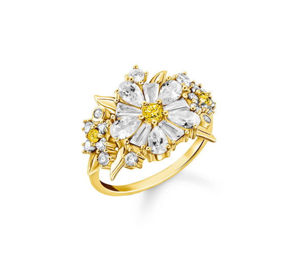 Helen Kirchhofer - Thomas Sabo Bague de cocktail fleur Lovely Daisy avec pierres dorées - TR2335-414-4