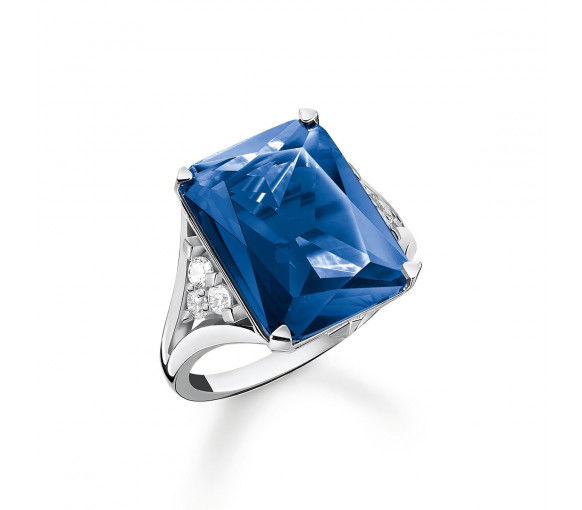 Helen Kirchhofer - Thomas Sabo Ring mit Blauen und Weissen Steinen Silber - TR2339-166-1