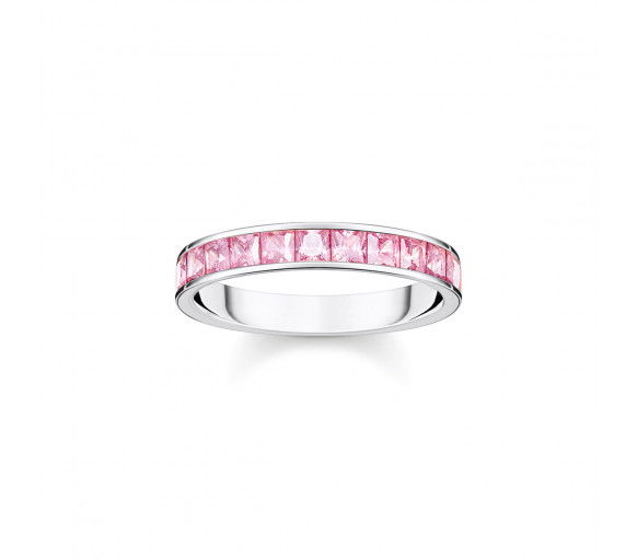Helen Kirchhofer - Thomas Sabo Ring mit Pinken Steinen Pavé Silber - TR2358-051-9