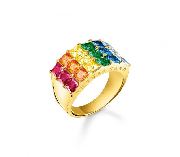 Helen Kirchhofer - Thomas Sabo Ring Bunte Steine Pavé Gold - TR2359-996-7