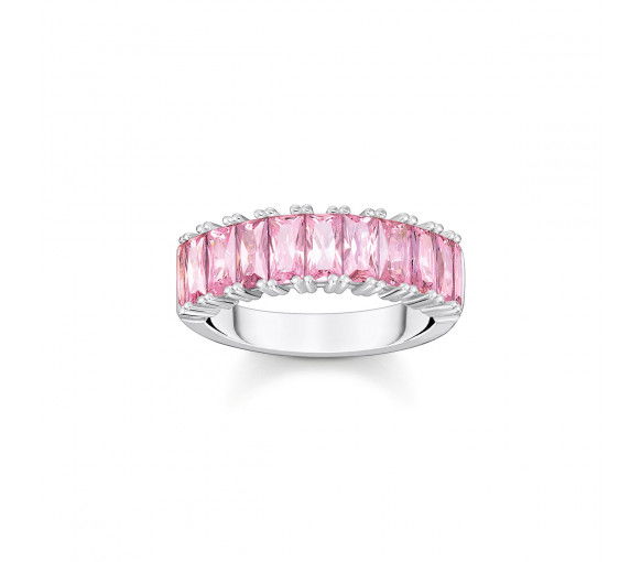 Helen Kirchhofer - Thomas Sabo Ring mit Pinken Steinen Pavé Silber - TR2366-051-9