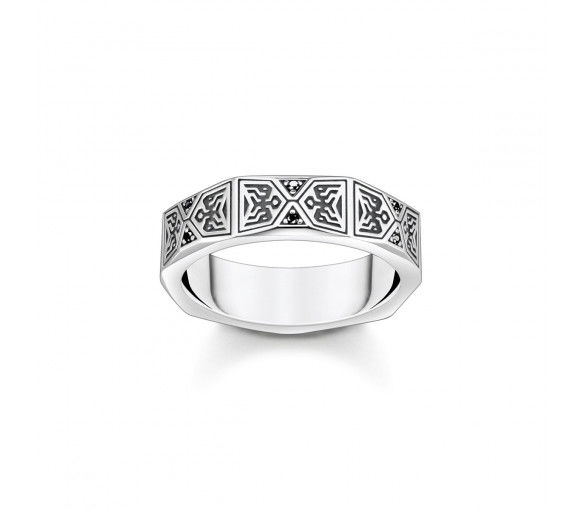 Helen Kirchhofer - Thomas Sabo Ring Facettiertes Design mit Schwarzen Steinen Silber - TR2432-643-11