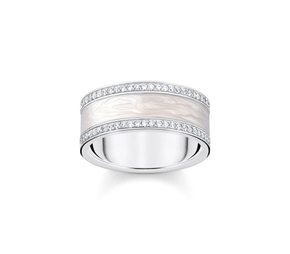 Helen Kirchhofer - Thomas Sabo Ring weiss mit Steinen Silber - TR2446-041-14