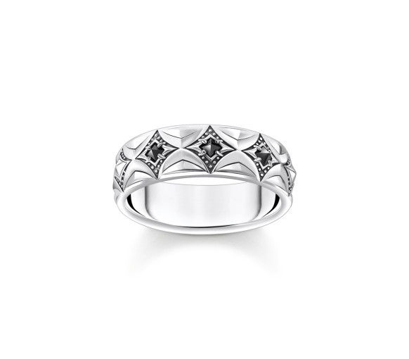 Helen Kirchhofer - Thomas Sabo Ring Rautenmuster mit schwarzen Steinen Silber geschwärzt - TR2453-643-11