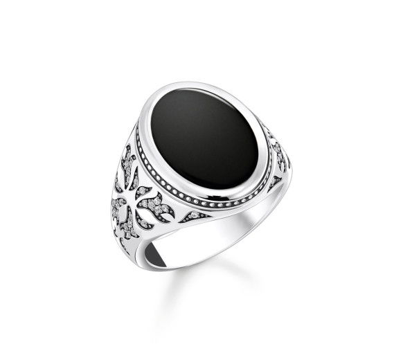 Helen Kirchhofer - Thomas Sabo Siegelring mit schwarzem Onyx Silber geschwärzt - TR2454-641-11