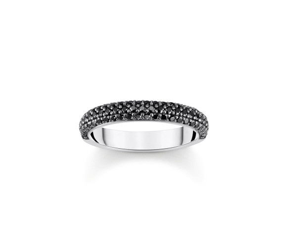 Helen Kirchhofer - Thomas Sabo Ring mit schwarzem Zirkonia Pavé Silber geschwärzt - TR2462-643-11