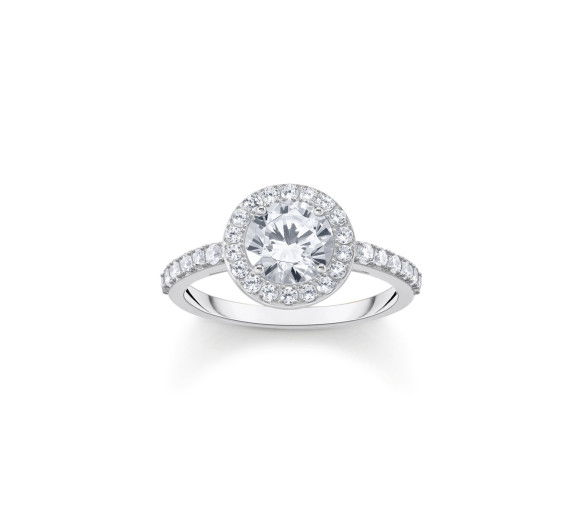 Helen Kirchhofer - Thomas Sabo Halo Ring mit weissem Stein im Brillantschliff Silber - TR2475-051-14