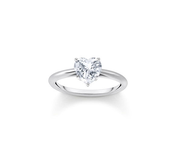 Helen Kirchhofer - Thomas Sabo Ring mit weissem Stein in Herzform Silber - TR2476-051-14