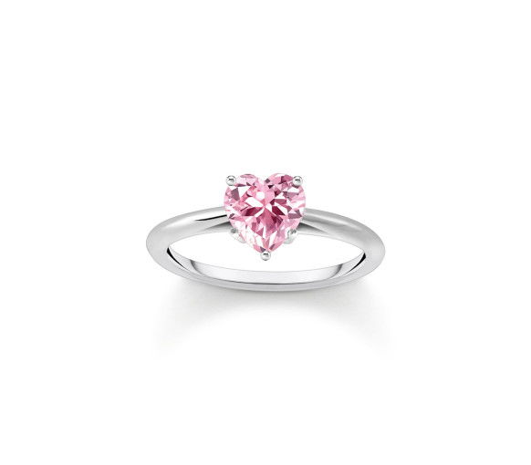 Helen Kirchhofer - Thomas Sabo Ring mit pinkfarbenem Stein in Herzform Silber - TR2476-051-9