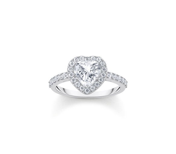 Helen Kirchhofer - Thomas Sabo Halo Ring mit weissem Stein in Herzform Silber - TR2477-051-14
