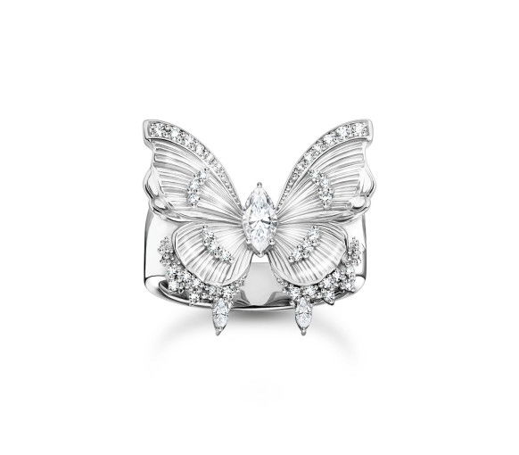 Helen Kirchhofer - Thomas Sabo Bague cocktail papillon Butterfly Paradise avec pierres argent - TR2495-051-14