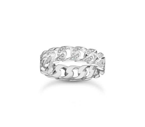Helen Kirchhofer - Thomas Sabo Bague à maillons en argent pierres blanches étroite - TR2500-051-14