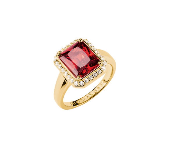 Helen Kirchhofer - Thomas Sabo Ring mit Rotem Oktagon Stein 18k Vergoldung - TR2508-414-10