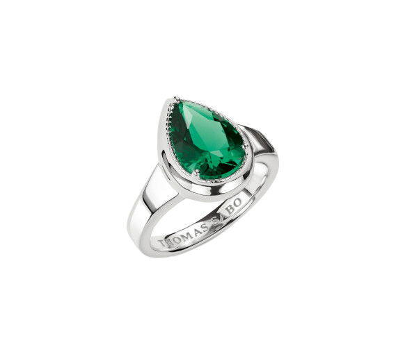Helen Kirchhofer - Thomas Sabo Bague goutte pierre verte Elyndra argent - TR2522-699-6