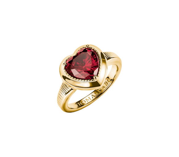 Helen Kirchhofer - Thomas Sabo Bague pierre cœur rouge Elyndra Plaqué or 18 carats - TR2524-414-10