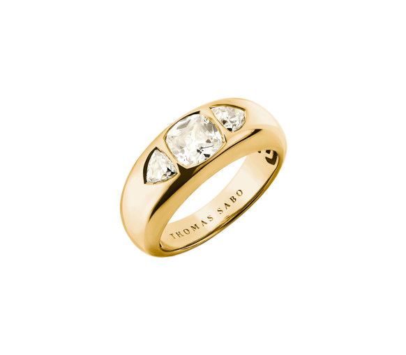 Helen Kirchhofer - Thomas Sabo Bague zirconiums facettés blancs Bold Elegance Plaqué or 18 carats - TR2525-414-14