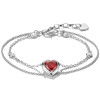 Helen Kirchhofer - Thomas Sabo Armband Zweireihig mit Herz granatrot Elyndra Silber - A2222-051-10-L19V