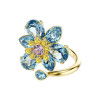 Helen Kirchhofer - Swarovski Anello aperto Idyllia Taglio misto Fiore Blu Placcato color oro
